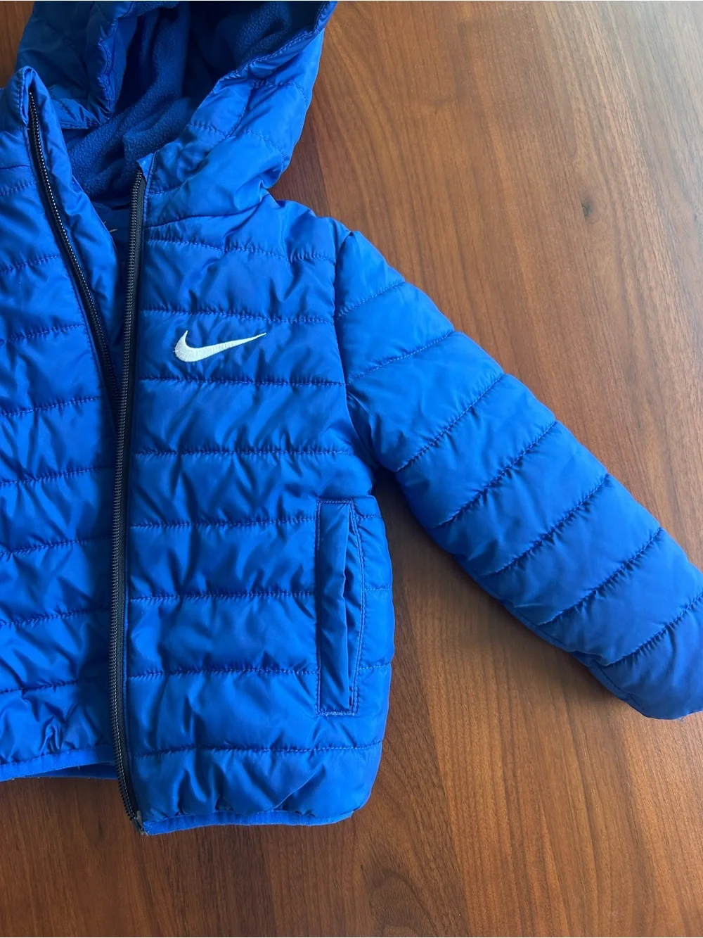 Nike Kids Blue Puffer Hooded Winter Jacket